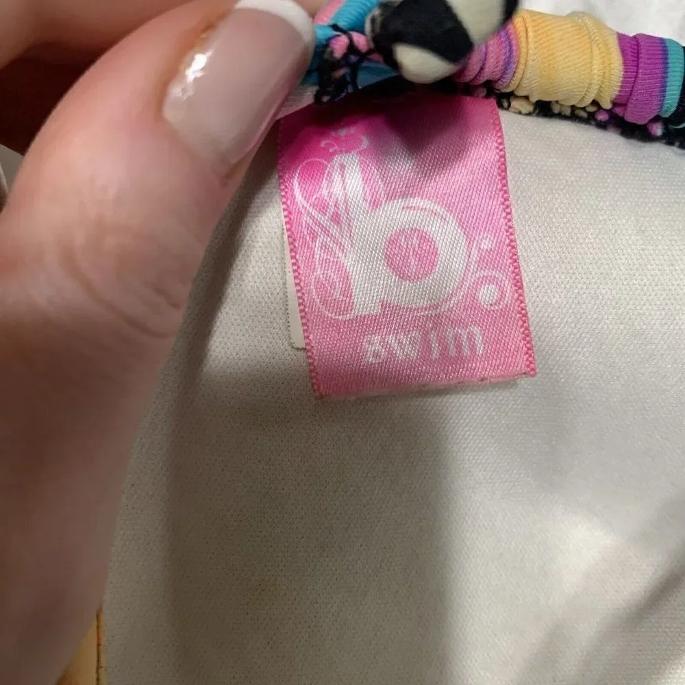 B Swim Pink Black Purple Yellow Push Up Bikini Top Small - Picture 3 of 7